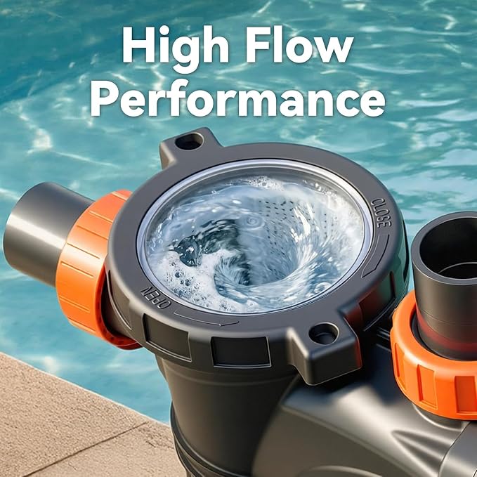 LEO 2HP In/Above Ground Pool Pump High Flow Powerful Self Priming Pool Pump, Single Speed 220V 6950GPH, Red