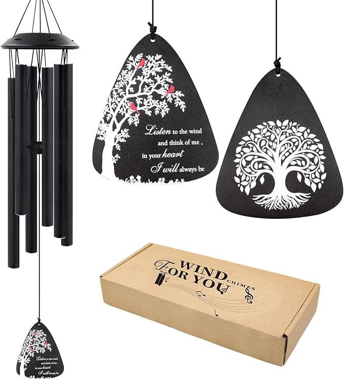 Sympathy Wind Chimes for Loss of Loved One,32" Cardinal Memorial Wind Chimes for Outside, in Memory of Father Mother Husband Grandma, Bereavement Sympathy Funeral Gift for Patio Garden