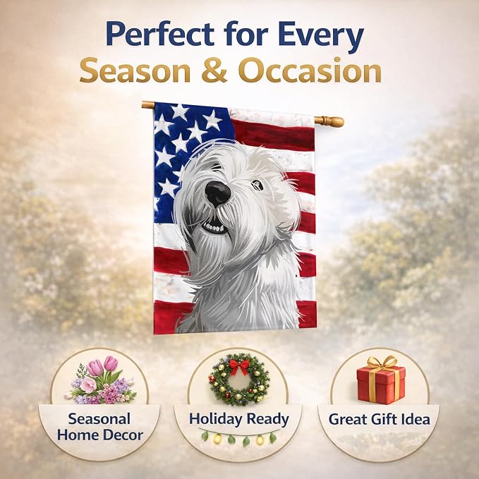 Caroline's Treasures CK6697CHF Sealyham Terrier American Flag House Flag Large Porch Sleeve Pole Decorative Outside Yard Banner Artwork Wall Hanging, Polyester, House Size, Multicolor