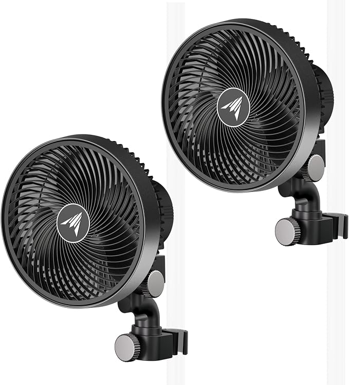 AC Infinity CLOUDRAY S6 Grow Tent Clip Fan 6”, 2-Pack. | Redesigned Long-Life EC Motor, 10 Dynamic Wind Speeds, 10-Level Oscillation, IP-54 Weatherproof for Hydroponics, Cooling