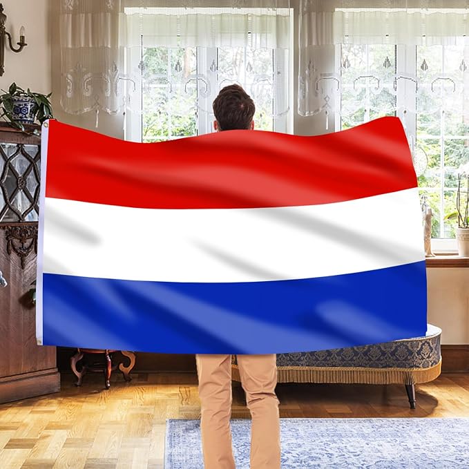 AhfuLife Netherlands Flag 3x5 Ft, Large Netherlands National Flags for Outside - Double Side with Brass Eyelets for Olympic Party Decorations, Bar Garden Street Decoration Indoor Outdoor
