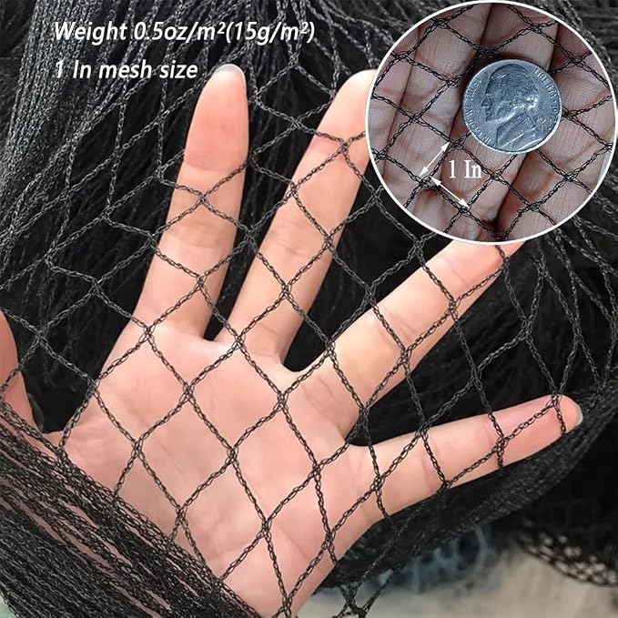 Junflying 25x50 FT Bird Netting for Chicken Coop, 1" Chicken Run Roof Cover | Woven Poultry Netting Against Hawks, Owls, Eagles & Predators, Large Net for Fruit Tree, Blueberry, Vegetable Protection