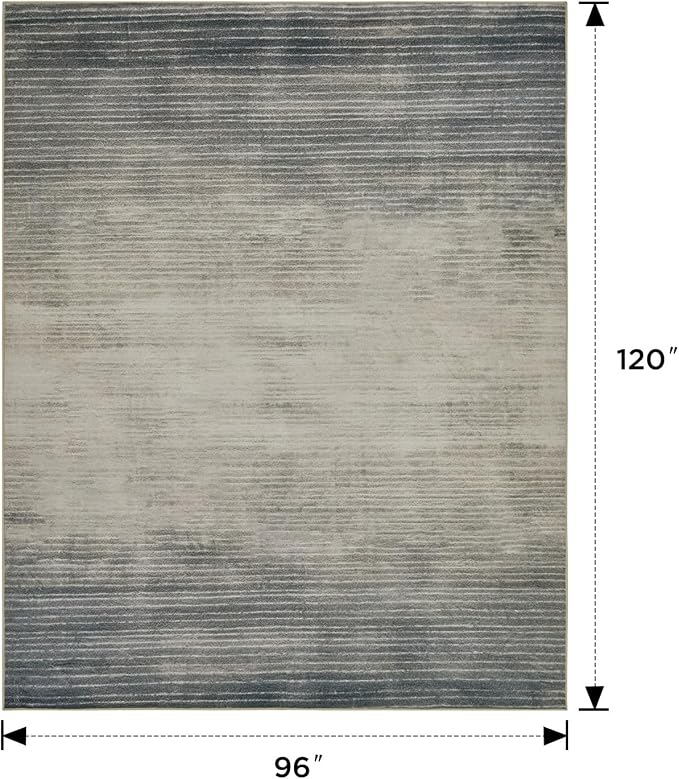 Joydeco 8x10 Area Rugs for Living Room, Washable Modern Abstract Non Slip Soft Rug, Low Pile Carpet for Bedroom, Dining Room, Home Office, Pet & Child Friendly, Beige & White & Dark Gray