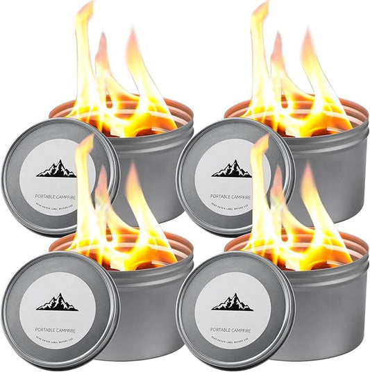 4 Pack of Portable Campfire, Compact Outdoor Portable Fire Pits 3-5 Hours of Burn Time Smores Fire Pit No Embers No Wood for Camping Picnics Party and More