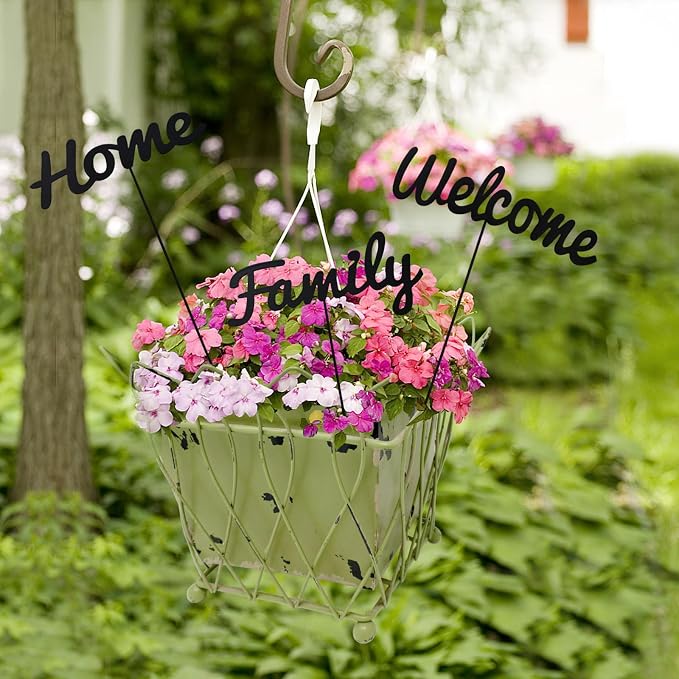 Metal Letter Welcome Yard Sign with Stake Outdoor Decorations Garden Lawn Front Porch Outside Letter Yard Sign Garden Stake Decor (Welcome Home Family)