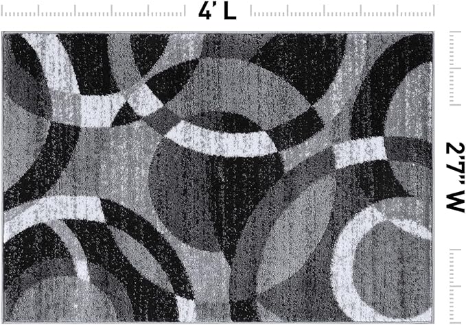 Rugshop Abstract Circles Contemporary High Traffic Area Rug Gray 2'7" x 4' | Rectangular, Size 2'7" x 4', Living Room, Bedroom, Dining Room, Home Office, Kitchen, Entryway, Hallway, Nursery, Kids Room