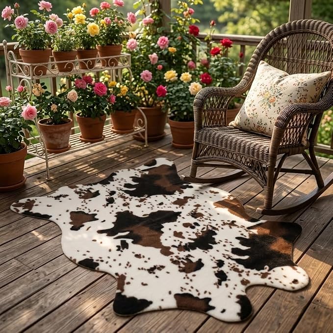 MustMat Cow Print Faux Cowhide Rug 2'6"x3'7", Western Small Area Decor | Fits bedroom,Vanity, Entryway,Nook,Dorm,Rustic;Perfect Farmhouse Decor,Cowboy Birthday