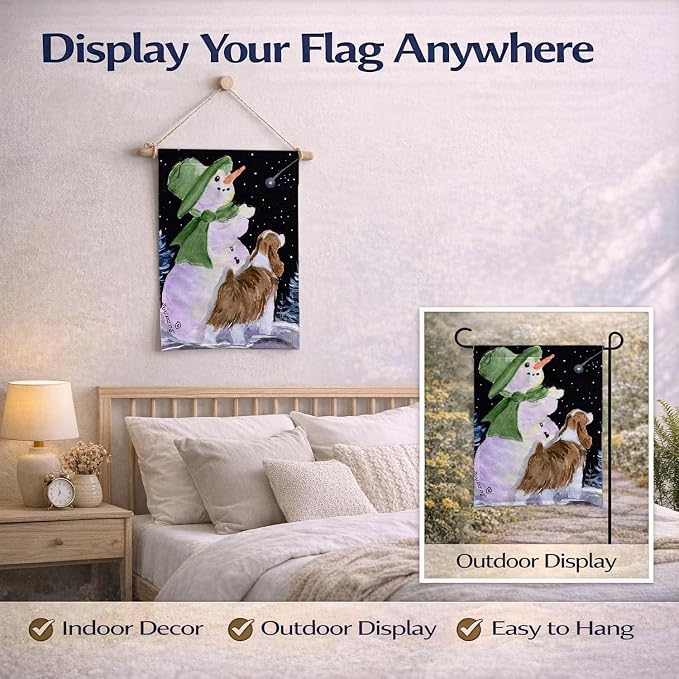 Caroline's Treasures SS8949GF Snowman with English Springer Spaniel Garden Flag Mailbox Flag Decorative Yard Flag Banner Outside Patio Artwork Yard Flower Beds, Garden Size, Multicolor