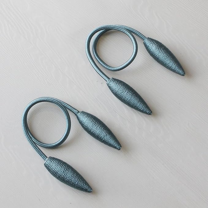 Valea Home 2 Pieces Curtain Tiebacks, Creative Window Drape Twist Tie Backs European Style Custom Made Curtain Holder Clips Decorative Draperies Holdbacks, Teal