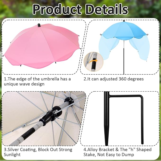 4 Pcs 26 Inch Plant Umbrellas for Outdoor Plants Garden Umbrella Shade for Potted Plant, Garden Bed Flower Pot Provide Shade to ‌defend Blazing Sun (Multicolor)