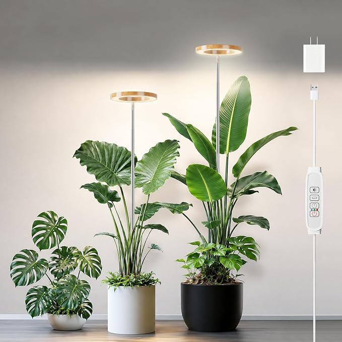 2 Packs Plant Grow Light,Grow Lights for Indoor Plants,80 LEDs Full Spectrum Plant Lights for Indoor Growing with 6/12/16H Timer-WG2