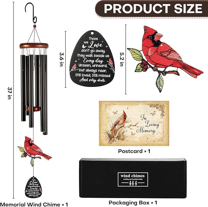 36’’ Large Memorial Wind Chimes for Loss of Loved One, Sympathy Gifts for Loss of Mom Father Husband - Remembrance Gifts, Memorial Wind Chimes with Mute Option for Outside