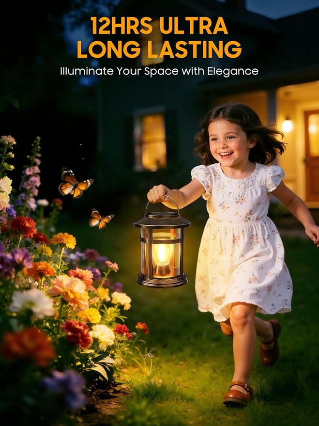 Solar Lantern Outdoor Waterproof, 2 Pack Bright Hanging Solar Lights for Outside Decorative, Upgraded Solar Powered Lanterns LED Lighting for Garden Patio Porch Decor Gifts (Antique Copper)