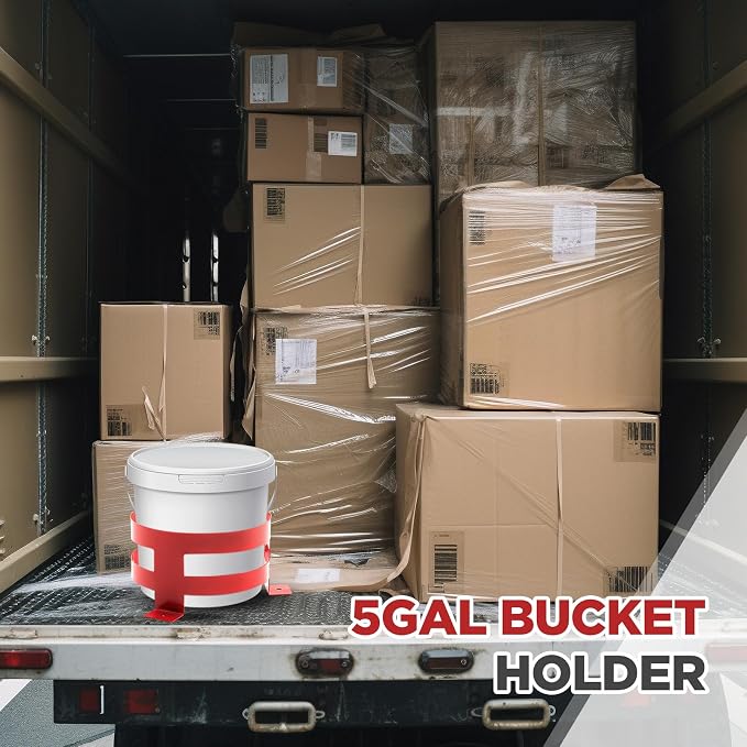 1 Pcs 5 Gallon Bucket Holder 11.6 x 6.5 Inch Red Bucket Holder Mount for RV, Truck, Cart