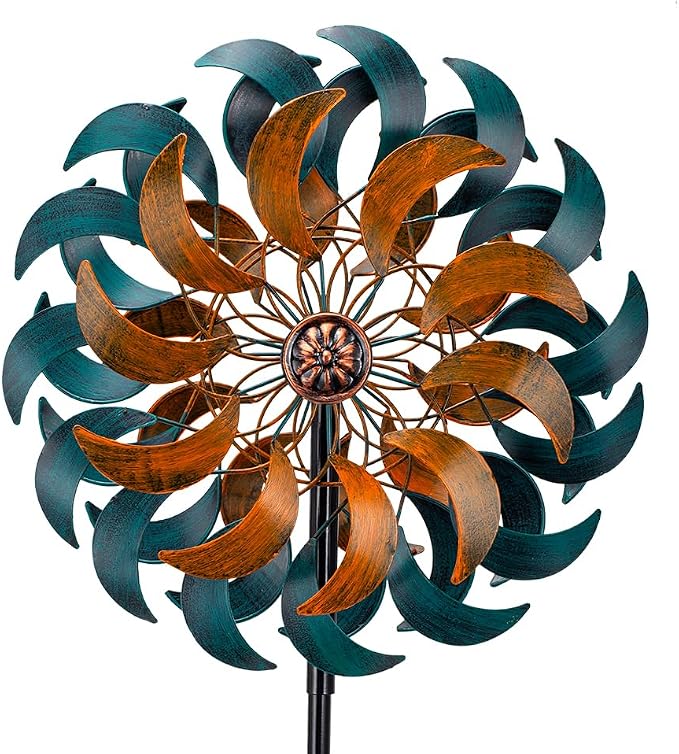 Stargarden Garden Wind Spinners, 13”W Kinetic Wind Sculptures | 4 Layers Windmills Lawn Ornament Décor