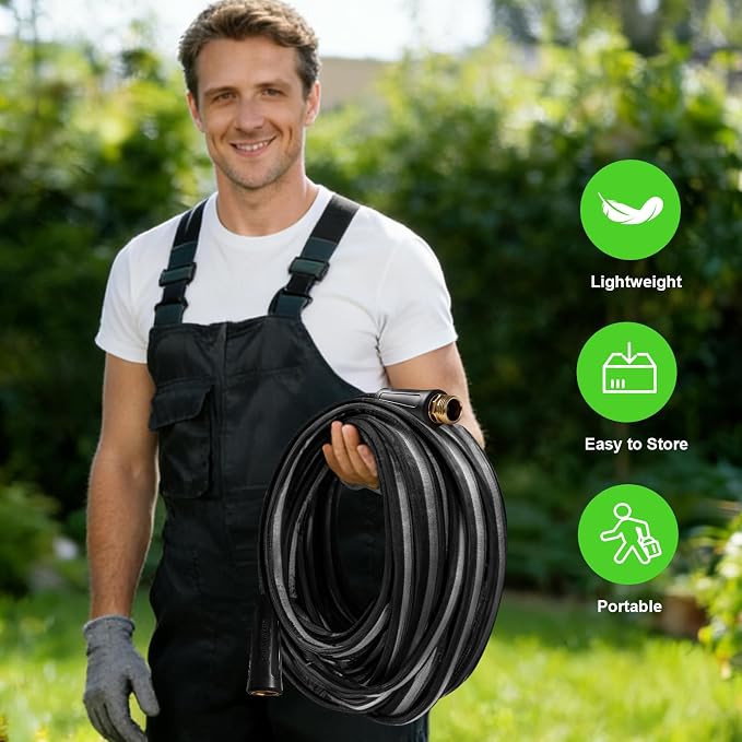 100FT Garden Hose, 2026 New Upgraded Fabric Thickened Non-Expanding Water Hose, Ultra Lightweight & Flexible, Burst-Resistant, Kink-Free Hose 700 PSI for Outside, RV, Yard, 3/4GHT, Black-Gray