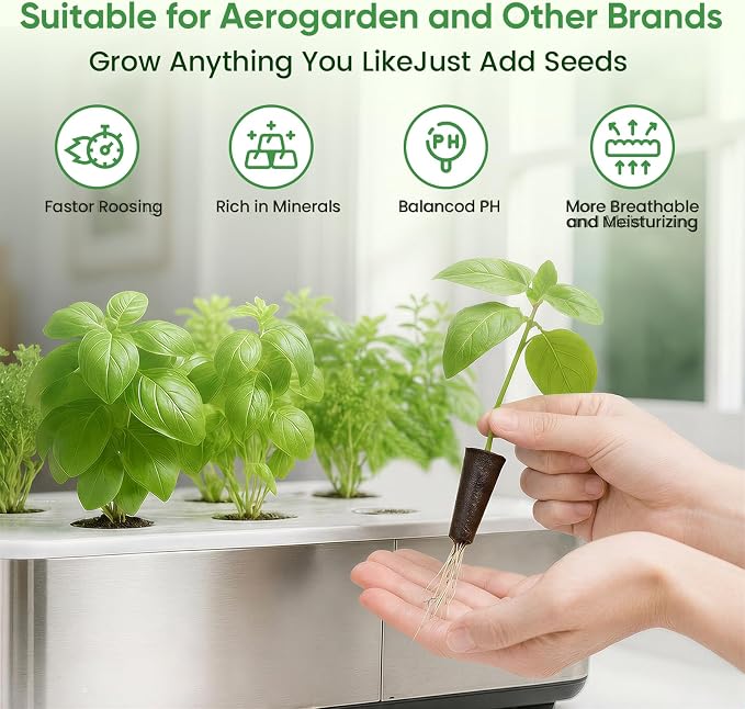 241Pcs Hydroponic Pods Kit, Compatible with AeroGarden, Grow Anything with 120Grow Sponges, 120Labels & 1 Tweezers, Indoor Hydroponic Supplies for Vegetables Herbs Lettuce
