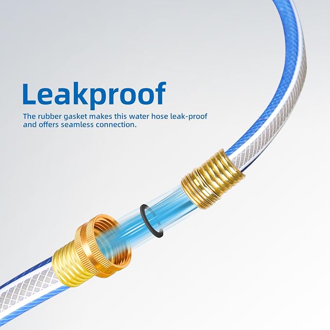 Blue Garden Hose 3/4 in. x 50 ft. -Non Kinking, Leak Free, Flexible, Male to Female Fittings -Heavy Duty Lightweight Durable PVC Water Hose -150PSI Work & 500PSI Burst, for Lawn & Commercial Use