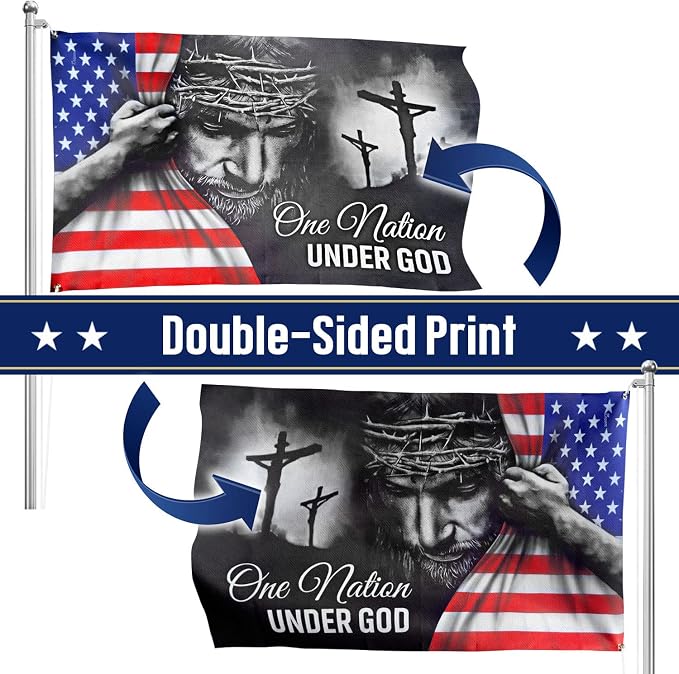 FLAGWIX 4x6 Patriot American Flags, One Nation Under God American Jesus Flag, Decorations For Home, Outside, Independence Day House Flag, Patriot Decorations - Outdoor Decor Flag with Grommets