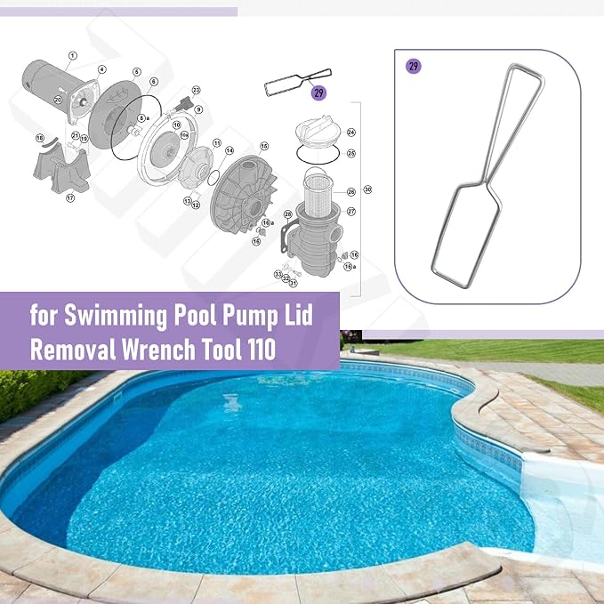 Pool Pump Lid Removal Wrench Tool 110 for Swimqu-IP & Hayward Strainer | Strainer Pump Lid Removing Tool - 14'' X 2.7'' X 0.5'' Compatible with American Products Strainer Replacement - U79-11