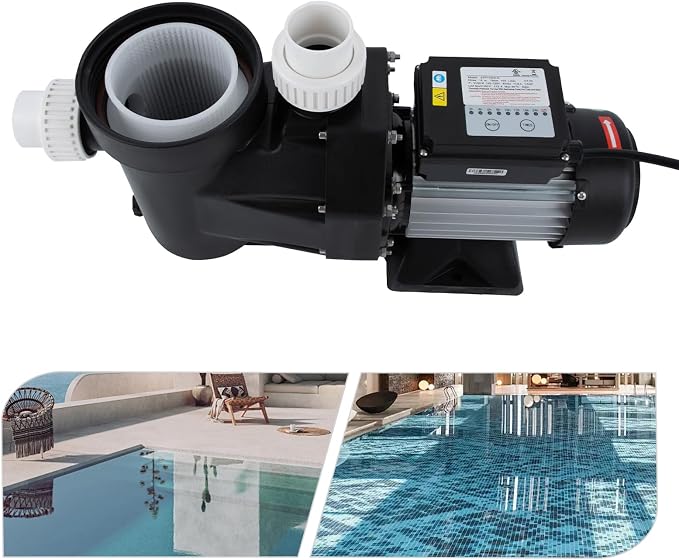 Pool Pump 1.5 HP with 24H Timer, 52.49 ft Lift Quiet Single Voltage Pool Pump 422.68 qt/min Max Flow Overheat Protection, PP Body 24H Timer for Home or Small Commercial Pool Use (Style 3)
