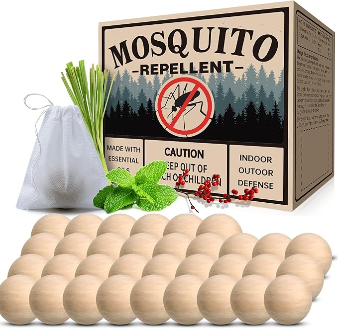 Mosquito Repellent 33 Balls – Mosquito Repellent Outdoor Patio & Indoor, Natural Mosquito Deterrent for Yard, Patio, Camping & Travel
