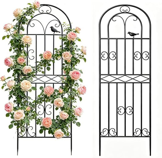 2 Pack 47.2"x19.7" Metal Gardon Trellis for Climbing Plants Flowers Outdoor, Rustproof, Heavy Duty, Black Coating Plant Support for Rose, Vines, Flowers, Perfect for Training Climbing Plants, Black