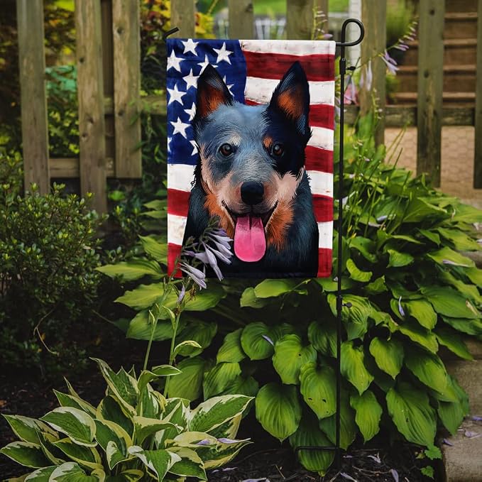 Caroline's Treasures CK6410GF Australian Cattle Dog American Flag Garden Flag Mailbox Flag Decorative Yard Flag Banner Outside Patio Artwork Yard Flower Beds, Garden Size, Multicolor
