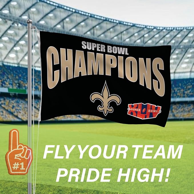 Team Sports America NFL New Orleans Saints Multi-Win Superbowl Champions 3x5 Flag for Outside with Grommets | Outdoor & Indoor | Heavy Duty Flag & Banner | Works with Flag Pole for Outside House