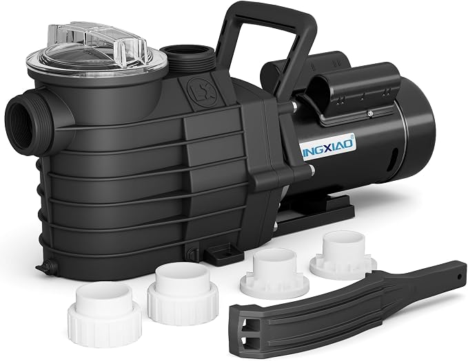 1HP Pool Pump Inground, 6022 GPH, 115/208-230V, Powerful Self Primming In/Above Ground Pool Pump, Low Noise Swimming Pool Pump with Large Filter Basket & 2/1.5" Fittings