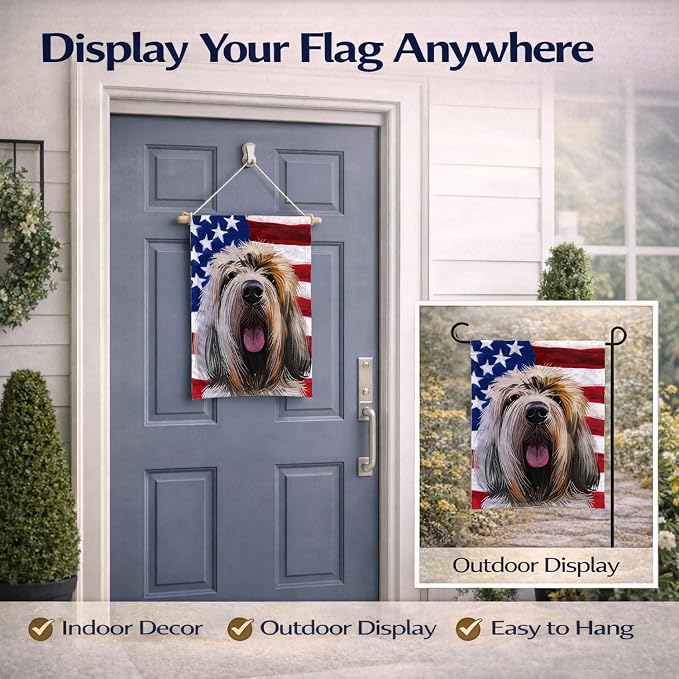 Caroline's Treasures CK6545GF Grand Griffon Vendeen Dog American Flag Garden Flag Mailbox Flag Decorative Yard Flag Banner Outside Patio Artwork Yard Flower Beds, Garden Size, Multicolor