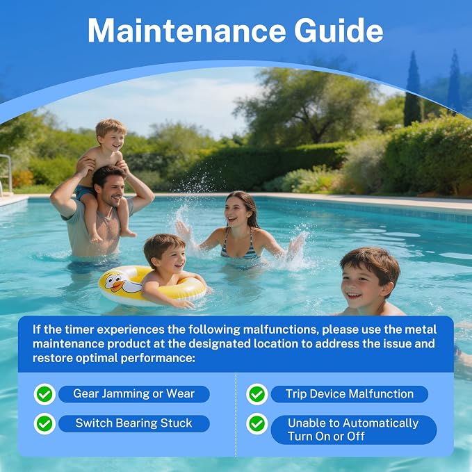 T104 24-Hour Mechanical Time Switch 40A DPST, for Pool Pumps, Water Heaters & Lighting, Metal Enclosure, Indoor Use Only