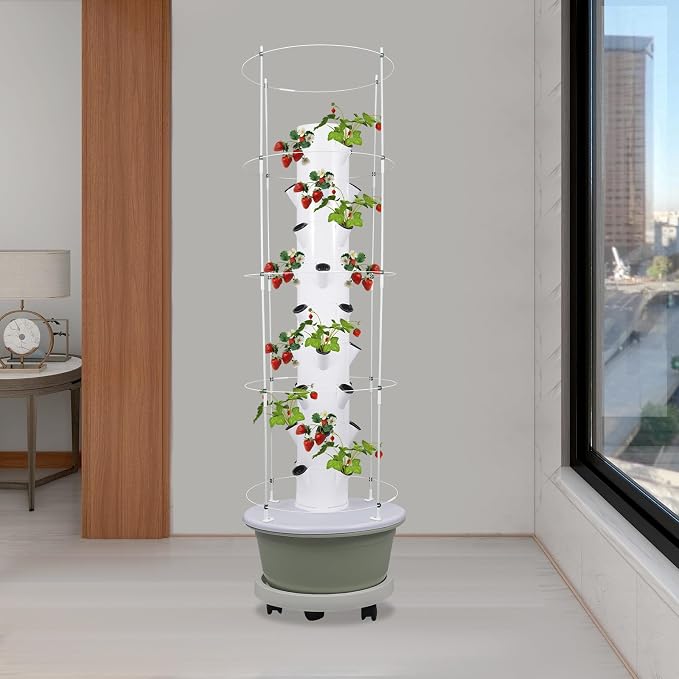 36 Pods Hydroponics Growing System kit, 9-Layer Movable Vertical Hydroponic Tower with Pump Timer Climbing Support Frame Indoor Gardening System for Vegetables Fruits Herb