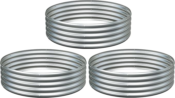 3Pack 4x4x1ft Galvanized Raised Garden Bed, Planter Raised Garden Beds Outdoor, Round Clearance Raised Garden Beds for Gardening Vegetables……