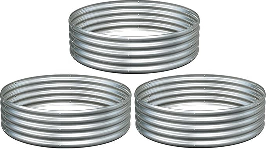3Pack 4x4x1ft Galvanized Raised Garden Bed, Planter Raised Garden Beds Outdoor, Round Clearance Raised Garden Beds for Gardening Vegetables……