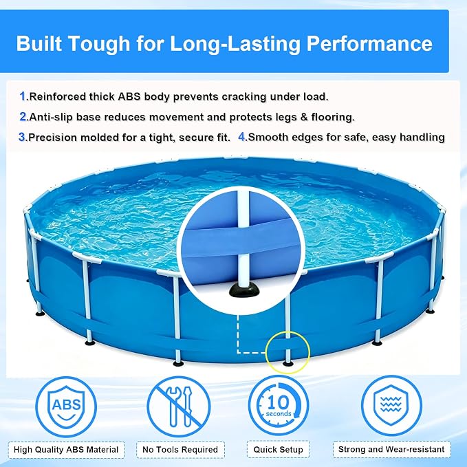 Above-Ground Pool Leg Cap for Bestway 16/18Ft x48In Steel Pro MAX & Power | Frame Pools Grey Durable ABS Protects Liner & Stabilizes Legs, 2PCS