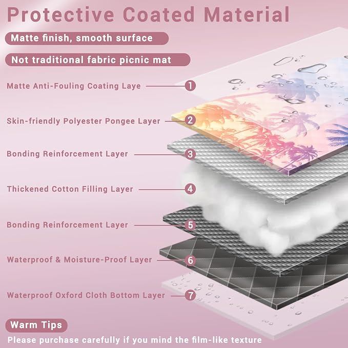 60x80" Picnic Blankets Waterproof Outdoor Huge Sand Free Beach Blanket Windproof Soft Patio Concert Ground Mats Backpacking Camping Travel Essentials Summer Outside Hawaii Vacation Stuff Gifts