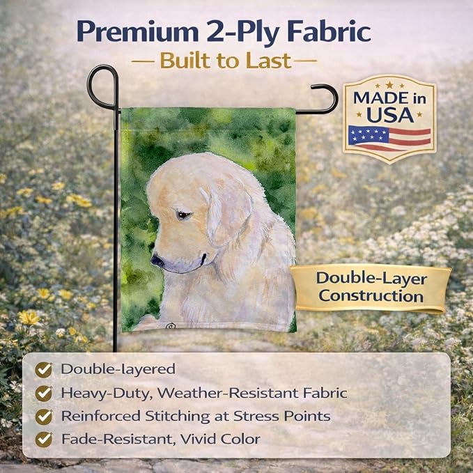Caroline's Treasures SS8757GF Golden Retriever Garden Flag Mailbox Flag Decorative Yard Flag Banner Outside Patio Artwork Yard Flower Beds, Garden Size, Multicolor
