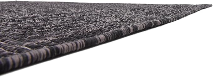 Unique Loom Collection Casual Transitional Solid Heathered Indoor/Outdoor Flatweave Area Rug (5' 1" x 8' Rectangle, Black/Ivory)