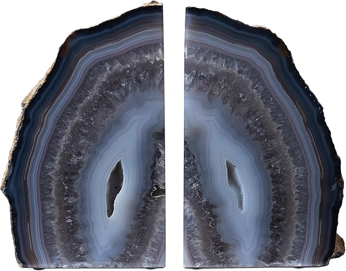 Nature's Decorations Natural Agate Bookends - A-Quality Small Heavy Duty Geode, Earth Tone & Neutral Decor, Unique Crystal Gift, 1 Pair (2-3 lbs)