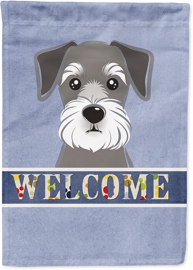 Caroline's Treasures BB1392GF Schnauzer Welcome Garden Flag, Blue Mailbox Flag Decorative Yard Flag Banner Outside Patio Artwork Yard Flower Beds, Garden Size, Multicolor