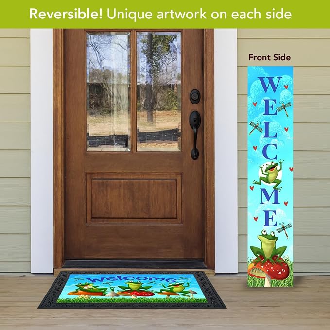 Briarwood Lane Spring Double Sided Reversible Pine Porch Leaner 47x9.5 Dragonflies and Frogs For Spring Porch Leaner