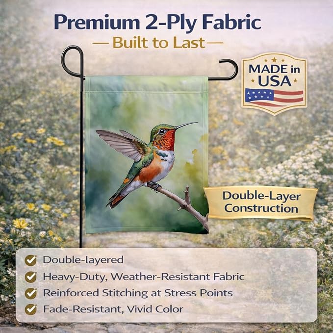 Caroline's Treasures Allens Hummingbird Garden Flag Mailbox Flag Decorative Yard Flag Banner Outside Patio Artwork Yard Flower Beds, Garden Size, Multicolor