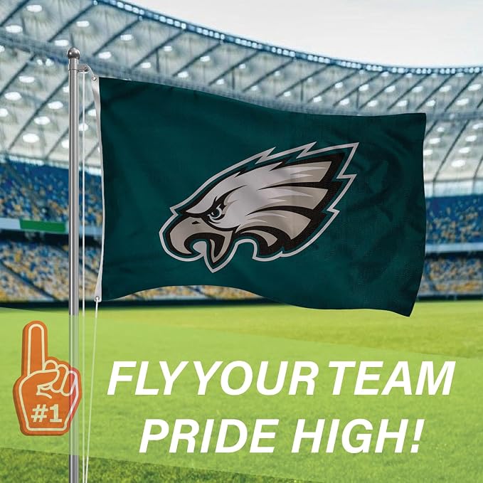 Team Sports America NFL Philadelphia Eagles 3 x 5 Outdoor Durable Flag with Grommets | Heavy Duty Flag & Banner for Outdoor Garden Patio | Indoor Wall Decor | Works with Flag Poles for House
