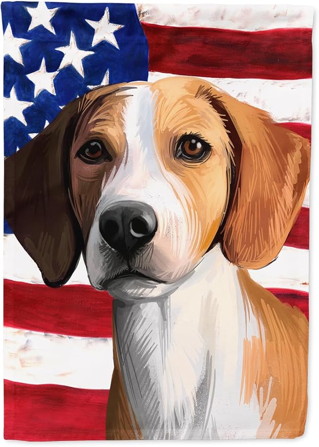 Caroline's Treasures CK6564GF Hygenhund Dog American Flag Garden Flag Mailbox Flag Decorative Yard Flag Banner Outside Patio Artwork Yard Flower Beds, Garden Size, Multicolor