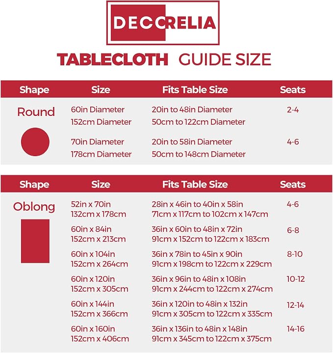 Decorelia Waterproof Small Round Table Cloth, Decorative Farmhouse Tablecloths Anti-Scratch Tablecloth Cover for Holiday,Banquet,Dining& Kitchen Table (60 Inch,Round (2-4 Seats),Red)