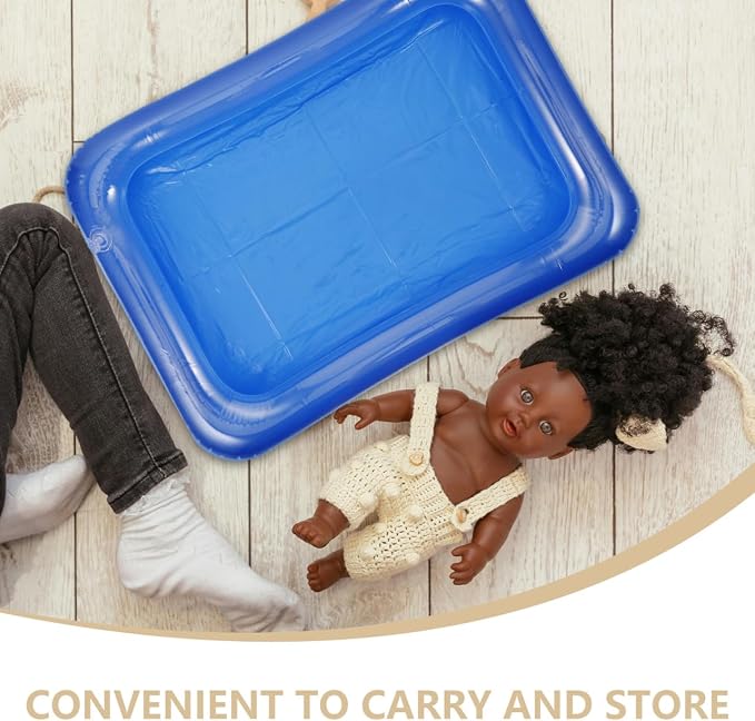 NOLITOY Portable Mini Swimming Pool Sand Tray Air Filled Water Play Accessories for 12 Inch Dolls Girls Kids Summer Bathroom Sensory Toys Transparent Blue PVC Outdoor Indoor 23.62 X 17.71 X 5.90 Inch
