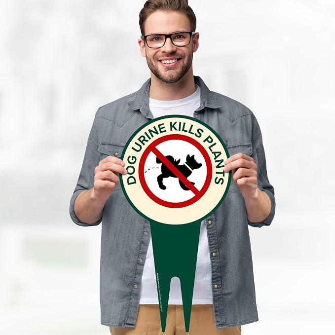 Dog Urine Kills Plants, Please Curb Your Dog Sign, 9"x17", Heavy Duty Integrated Ground Stakes, Indoor/Outdoor Use, Rust Free Aluminum Composite, Made in USA by My Sign center