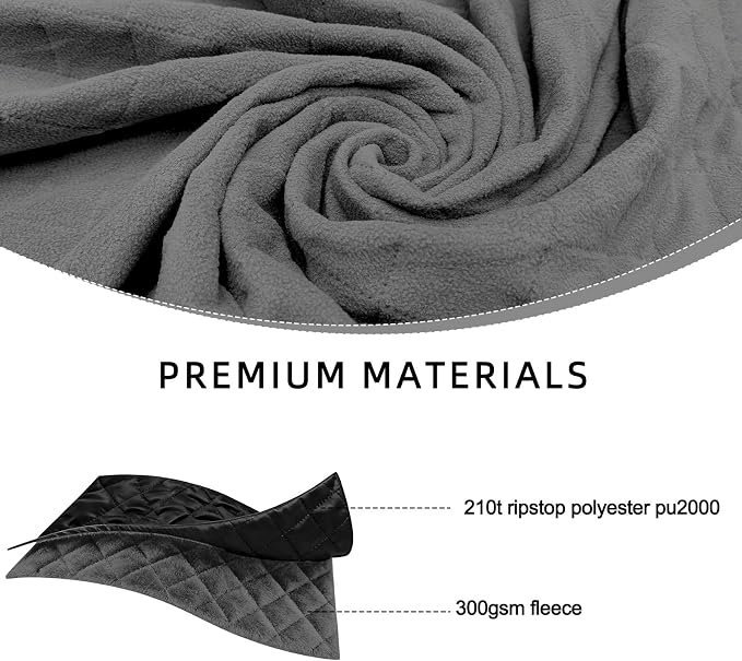 Large Waterproof Outdoor Camping Blanket 80 x 58 inch | Fleece Picnic Blankets Windproof Travel Stadium Blanket for Beaches Pets Car Camp Picnic Mat for Both Cold & Warm Weather