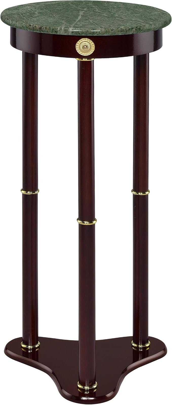 Coaster Home Furnishings - Edie - Stone and Wood - 12-Inch Round Marble Top Side Table with Tri-Leg Base and Gold Accents - Traditional Style for Living Room - Green and Merlot - 3315